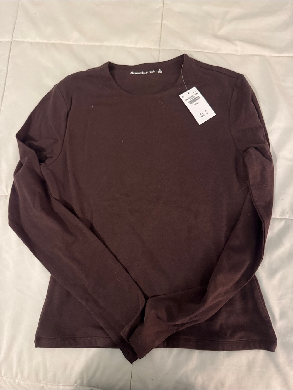 Abercrombie & Fitch Women's Long Sleeve Crewneck Top - Dark Brown